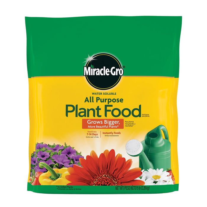 Miracle-Gro Water Soluble All Purpose Plant Food, 24-8-16, Instantly Fertilizes Plants, Waterproof Bag - 5 lb.