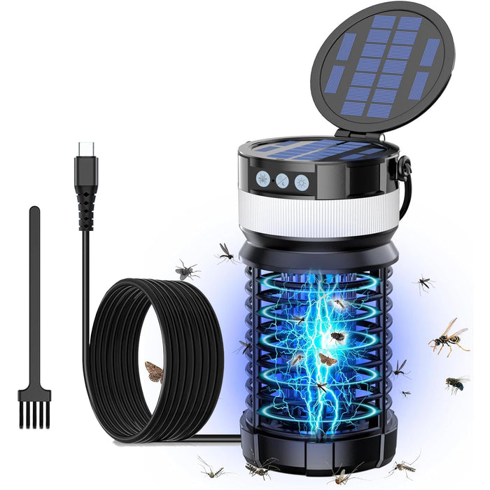 Solar Bug Zapper Outdoor,Cordless Rechargeable Mosquito Zapper, 4200V High Power,45000Hrs Working Life,IP66 Waterproof,Electric Fly Zapper Zapper for Outdoor Home Garden Patio Backyard