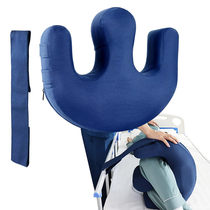 YHK Patient Turning Device, Prevent Muscle Atrophy Elderly with Removable Straps U-Shaped Multifunctional Turning Pillow, Bedridden Nursing Supplies for The Elderly（Dark Blue Straps）