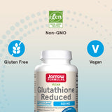 Jarrow Formulas Glutathione Reduced 500 mg - 60 Veggie Capsules - Intracellular Antioxidant - Quality Glutathione Supplements - Supports Recycling of Vitamins C & E - Non-GMO - Gluten Free - Vegan