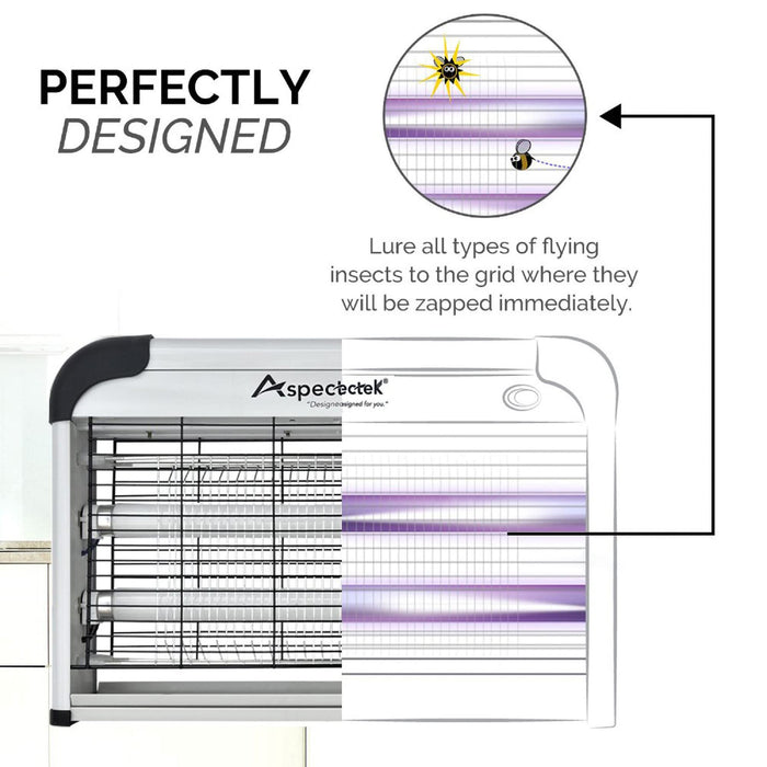 ASPECTEK Powerful 20W Electronic Indoor Insect Killer, Bug Zapper, Fly Zapper, Mosquito Killer-Indoor Use Including Free 2 PACK Replacement Bulbs