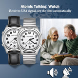 Hearkent Atomic Talking Watch for Visually impaired,Quartz Wrist Watch Leather Strap Gift for Elderly or Blind People