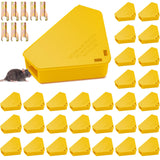 Qualirey 36 Pcs Mice Station with Keys Mouse Bait Stations Waterproof Mice Stations Outdoor Mice Traps Bait Boxes for Mice Indoor Outdoor, Bait Not Included, Suitable for Small Mice (Yellow)