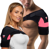 Shoulder Brace - Support & Injury Prevention Brace- Joint Pain Releaser- Shoulder Compression Wrap Strap - Adjustable Injury Accessories for Shoulders - Premium Quality Strap by FIGHTECH (Pink, L-XL)
