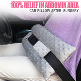 Hysterectomy Seatbelt Pillow Post Abdominal Surgery Myomectomy Pillows with Pocket for Ice/Hot Packs Breast Reduction Belly Incision Tummy Tuck C-Section Recovery Patients Gifts Minky Dot Grey
