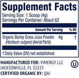 Vimergy USDA Organic Barley Grass Juice Powder, 62 Servings – Super Greens Powder Contains Iron, Vitamin C, & Vitamin E – Non-GMO, Gluten-Free, Soy-Free, Vegan & Paleo – Daily Greens Booster (250g)