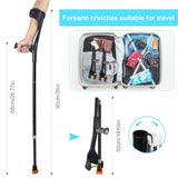Antdvao Forearm Crutches Pair, Folding Forearm Crutches Lightweight Adjustable，with Rubber Handles, Comfortable Grip and Wear-Resistant, Non-Slip Forearm Crutches for Heavy Duty (Black)