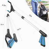 2-Pack Grabber Tool, 32" Long Reacher Grabber Pickup Tool, Trash Picker Grabber for Elderly Grab It Reaching Tool, Garbage Picker Upper Grabber, Litter Pick Up Grab Tool, Claw Grabber Stick (Blue)