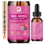 3000mg Sea Moss Liquid Drops - Black Seed Oil & Irish Sea Moss Gel with Burdock Root Bladderwrack, Elderberry, 6X Stronger Qrganic Seamoss Raw for Immunity Booster, Joint & Thyroid, Digestive Health