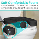 Vive Toilet Seat Cushion (Soft Cushioned Foam) - Easy Clean Soft Padded Bathroom Attachment - Elongated, Standard Seats - Comfort and Support Donut for Handicap, Adults (2" Cushioned Foam, Black)