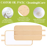 Uminyoo 8pcs Castor Oil Pack Wrap, Reusable Castor Oil Organic Cotton Pack Liver Detox Insomnia Constipation and Inflammation for Neck Arms Waist Knee with Adjustable Elastic Strap (Beige)