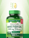 Mini Fish Oil Omega 3 | 1340 mg | 100 Softgels | Burpless Lemon Flavor Pills | Non-GMO & Gluten Free Supplement | by Nature's Truth