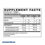 Oceanblue Professional Vegan Omega-3 1300-60 Count - Plant-Based Fish Oil Alternative, High-Potency Vegan DHA EPA Algae Oil Supplement - 30 Servings