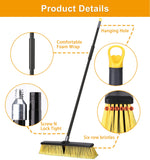 18 Inches Push Broom Outdoor- Heavy Duty Broom with 63" Long Handle for Deck Driveway Garage Yard Patio Concrete Floor Cleaning