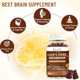 Vazatisi 2 Pack Organic Mushroom Gummies, 10 Mushroom Complex 3300MG - Lions Mane Mushroom Supplement with Shitake Reishi Turkey Tail Chaga for Memory Focus & Immune Booster - 120 Raspberry Gummies