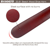 Brosisincorp Wooden Shoe Horn Long Handle For Seniors 23.6" Easy Wear Helper Shoehorns Women Kids Baby Elderly Hanging Rings Red Beech Wood