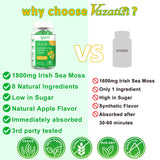 Vazatisi 2 Pack Organic Irish Sea Moss Gummies with Black Seed Oil, Chlorophyll - Thyroid, Digestion, Mood, Energy & Immune Support - Women & Men, Adult & Kid - 120 Vegan Gummies