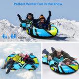 Snow Tube Sled for Kids Adults - Double Seats Snow Tubes for Sledding Heavy Duty - 2 Person Sledding Tube with Towable Rope - Extra Large Inflatable Inner Tube for Winter Outdoor Sport