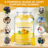 Sugar Free Glucosamine Chondroitin Gummies, Extra Strength 1500mg Glucosamine with Chondroitin MSM & Elderberry & Turmeric, Joint Support Supplement for Men & Women Move Free Joint Health