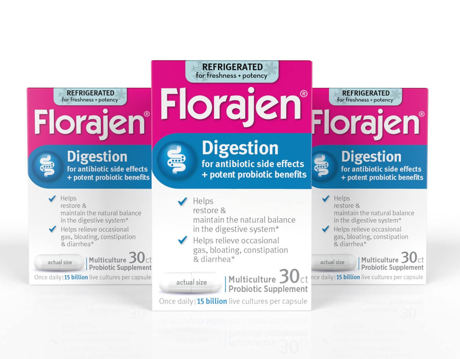 Florajen Digestion Probiotics, Gut Health Supplement with Constipation and Bloating Relief for Adults, 90 Count (Refrigerated)