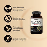 Magnesium Glycinate 500mg Per Serving | 240 Veggie Capsule, 100% Chelated & Purified – Non-GMO & Gluten Free