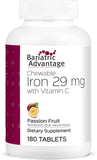 Bariatric Advantage Chewable Iron 29 mg - for Bariatric Surgery Patients - Iron with Vitamin C - No Iron Taste - Ferrous Fumarate & Carbonyl Iron Supplement - Passion Fruit - 180 Count