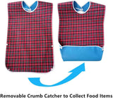 HYMIC 3 Pack Adult Bibs with Crumb Catcher - 31" L x 17" W Washable Adult Dining Bib, Large Adult Feeding Bibs Clothing Protector