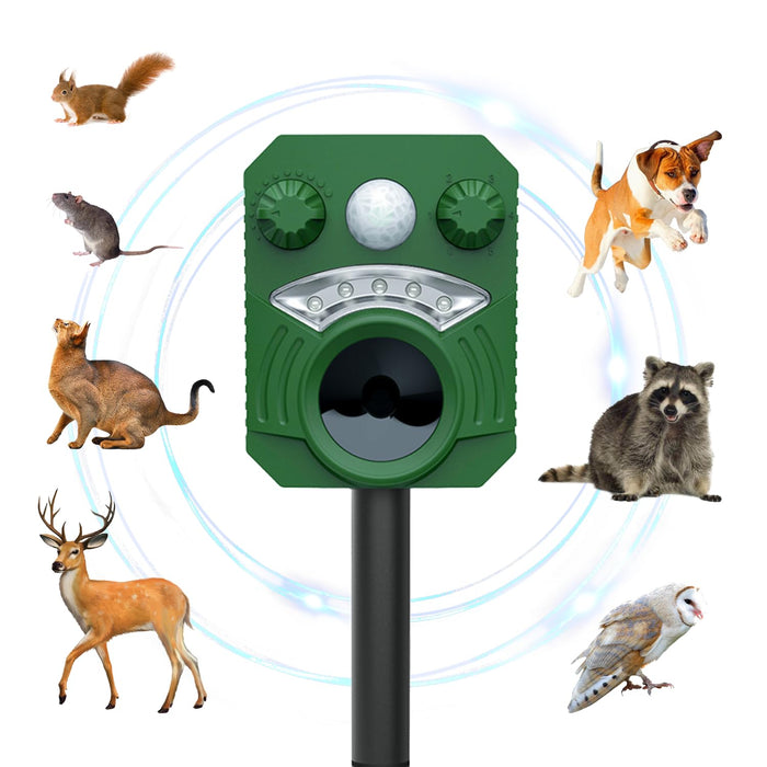 RibRave Ultrasonic Animal Repeller Solar Powered Racoon Skunk Bird Cat Deer Pest Repellent Animal Deterrent with Motion Activated Yard Keep Animals Out of Garden