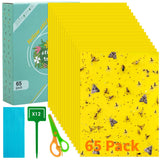 Stingmon 65 Pcs Sticky Fly Trap, Yellow Fly Catcher for Orchard Garden, Fungus Gnat Killer Outdoor for Fungus Gnats, Whiteflies, Aphids, Leafminers