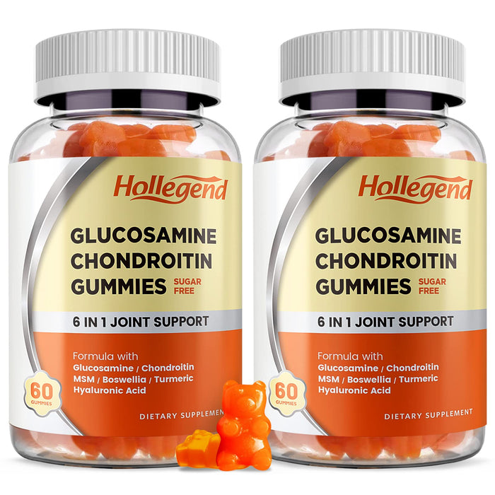 HOLLEGEND Glucosamine Chondroitin Gummies Sugar Free, Joint Support Gummies Supplements for Adults Men & Women, 1500mg Glucosamine Chewables with MSM Turmeric, 120 Count