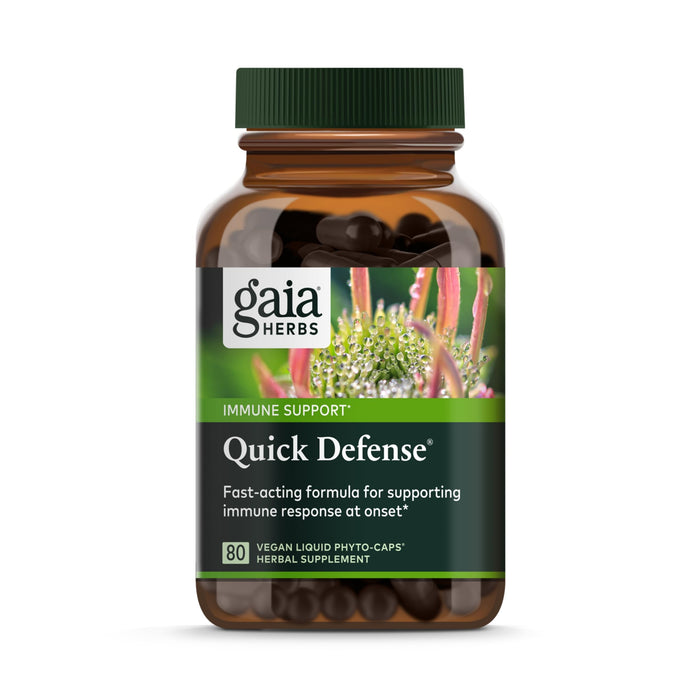 Gaia Herbs Quick Defense - Fast-Acting Immune Support Supplement for Use at Onset of Symptoms - with Echinacea, Black Elderberry, Ginger & Andrographis - 80 Vegan Liquid Phyto-Capsules (8-Day Supply)