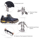 Crampons Ice Cleats Traction Snow Grips for Boots Shoes Women Men Kids Anti Slip 19 Stainless Steel Spikes Safe Protect for Hiking Fishing Walking Climbing Mountaineering (Black, X-Large)