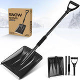 Snow Shovel for Car Driveway - 4 in 1 Survival Shovel with Aluminum Handle and Wide Ice Scrape, Lightweight Sport Utility Detachable Shovel for Garden, Car, Camping