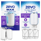 Zevo MAX Flying Insect Trap + Zevo Flying Insect Trap, Fly Trap Captures Houseflies, Fruit Flies, and Gnats (2 Plug-in Bases + 3 Cartridges)