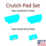 Crutcheze Premium USA Made Crutch Pad and Hand Grip Covers | Comfortable Underarm Padding Washable Breathable Moisture Wicking Fabric - Accessories for Adult & Youth Crutches (Turquoise)