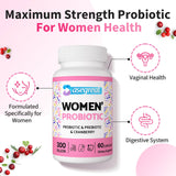 300 Billion CFUs Probiotics for Women,12 Strains Probiotics with Prebiotic Cranberry, Probiotic for Women’s Digestive Immune, Vaginal & Urinary Health, Gut & Bloating Health, Shelf Stable, 60 Capsules