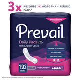 Prevail Incontinence Bladder Control Pads for Women, Maximum Absorbency, Regular Length, 192 Count