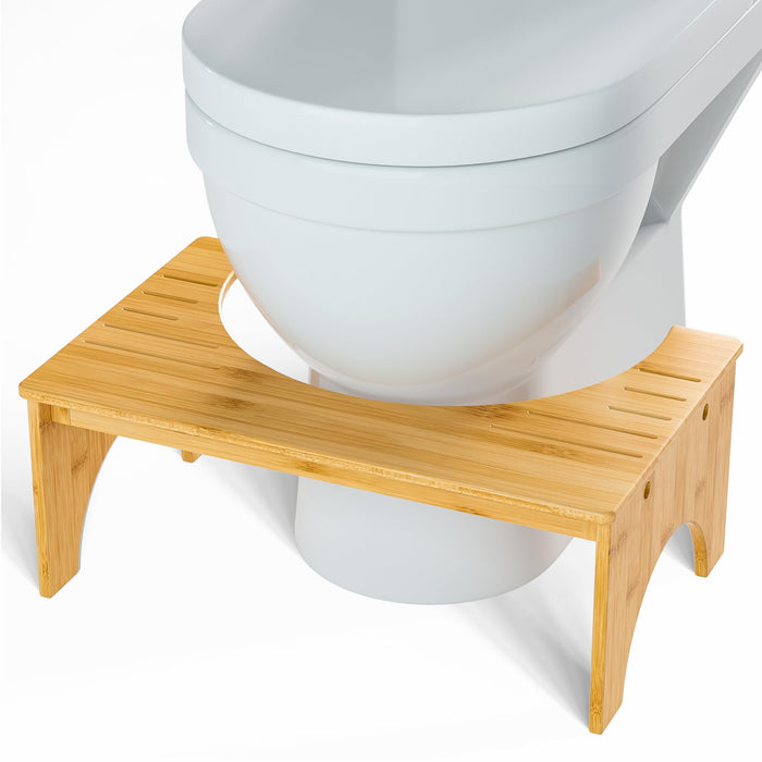 PheeHong Toilet Stool Bamboo Poop Stool for Bathroom - 7 Inches Height for Adults and Kids Squat Foot Stool can Relieve Intestinal Pressure and Help Defecation