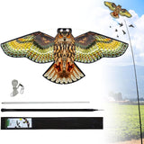 Flerigh Bird Hawk Flying Kite with Pole Crop Protector Bird Scare Flying Kite with 4m Pole - Owl Kite