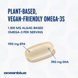 Oceanblue Professional Vegan Omega-3 1300-60 Count - Plant-Based Fish Oil Alternative, High-Potency Vegan DHA EPA Algae Oil Supplement - 30 Servings