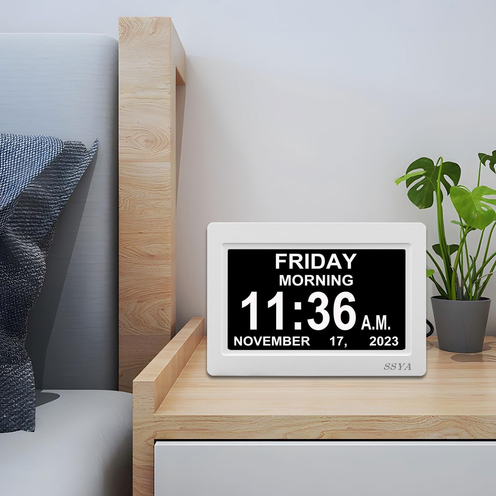 SSYA Digital Calendar Alarm Clock - Dementia Clocks for Vision Impaire
