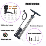 VIMILOLO Bike Floor Pump with Gauge,Ball Inflator Bicycle Pump with high Pressure Buffer Easiest use with Both Presta and Schrader Bicycle Valves-160Psi Max(Classic Upgrade)