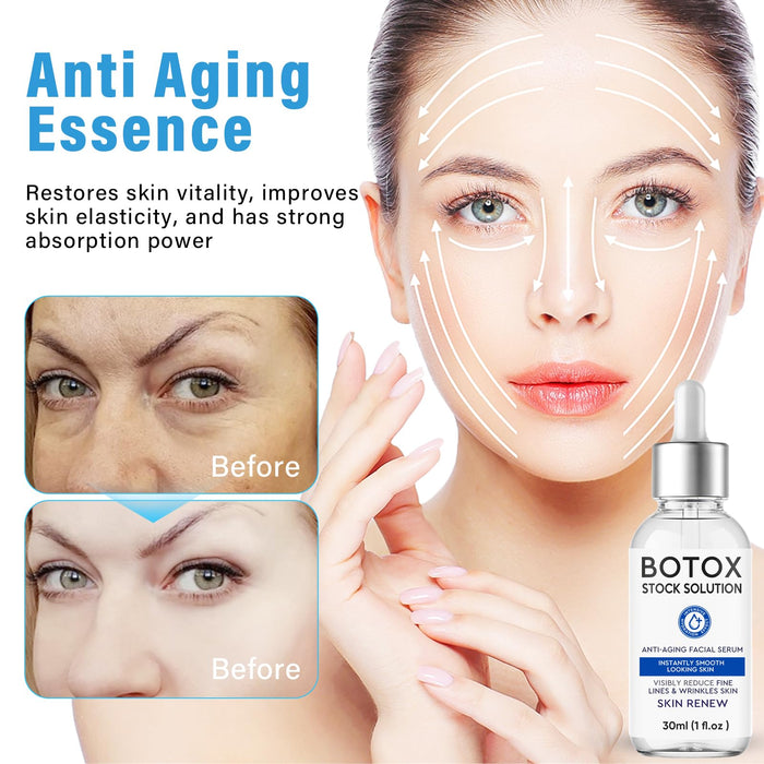 Botox Face Serum, Botox in A Bottle, Botox Stock Solution Facial Serum with Vitamin C & E, Instant Face Tightening & Anti Aging Serum, Boost Skin Collagen, Reduce Fine Lines, Wrinkles, Plump Skin