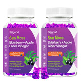 Organic Irish Sea Moss Gummies with Elderberry, Bladderwrack, Burdock, Apple Cider Vinegar, Chlorophyll, Natural Deodorant Digestion Energy Skin Hair & Immunity, Adults & Kids, 120 Vegan Gummies
