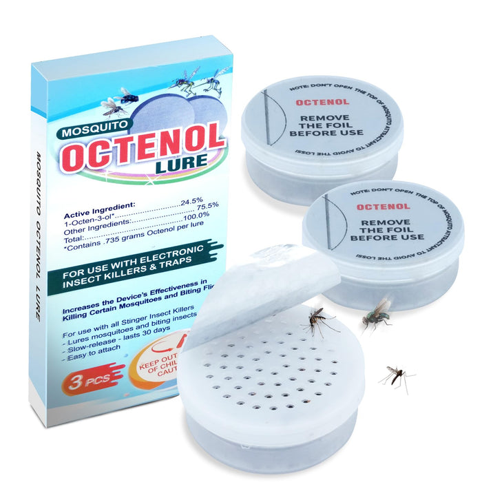 Hodiax Octenol Pest Lures 90 Days Supply 2023 Upgraded, 3PCs Biting Insect Attractant Refill Cartridge for Fly Traps, Bug Zappers, Mosquito Attractants, Universal Fit (3PCS in 1 Pack)