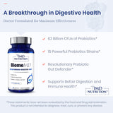 1MD Nutrition BiomeMD Probiotics | 62 Billion CFUs, 15 Comprehensive Strains - Pro & Prebiotics | Doctor-Formulated for Digestive Health & Immune Support | 30 Capsules