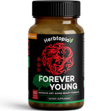 Herbtopia Forever Young Longevity Supplement for Immunity, Anti Gray Hair, Telomere Lengthening & Happy Mood w/Ginseng, Astragalus, Lions Mane, Reishi Mushroom, Codonopsis | Organic - 60 Caps