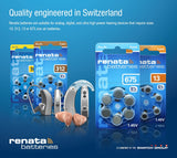 60 Renata Maratone Hearing Aid Batteries Size: 312