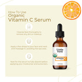 Organic Vitamin C Serum for Face - USDA Certified Facial Serum - Anti Aging For Fine Lines & Wrinkles - Potent Botanical Ingredients & Non GMO - 1oz Glass Amber Bottle & Dropper