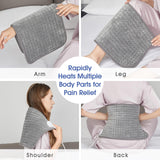 Extra Large Heating Pad for Back Pain Relief & Cramps - King Size Heat pad 17" x 33" with 10 Heat Settings 6 Timer Auto Shut Off - Upgrade Hot Pad Washable （Grey）